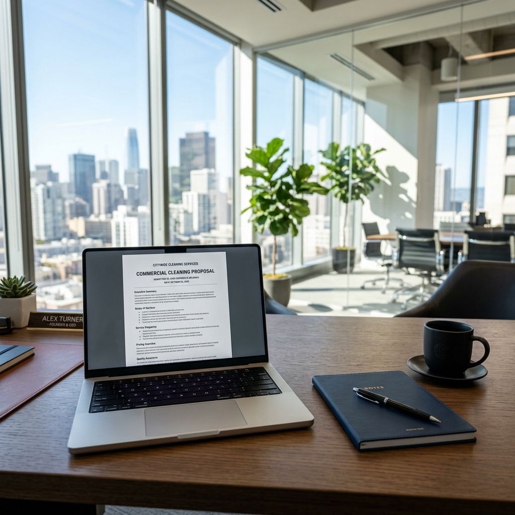 Commercial site planning workflow for a detailed cleaning request for proposal